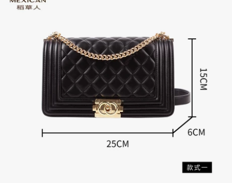 稻草人包包小香风leboy菱格斜挎包202...