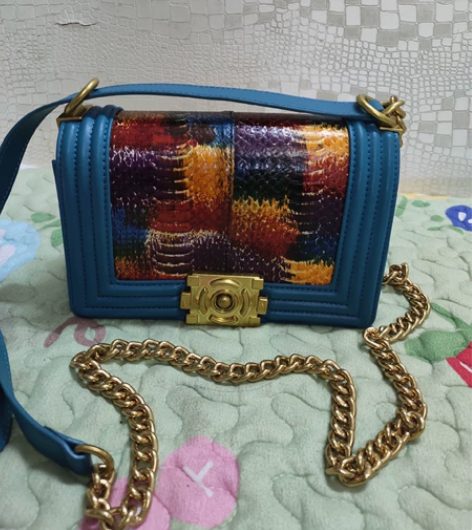 真蛇皮辣妈包 小号 长20 宽7 高13 ...