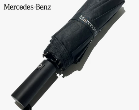 奔驰雨伞12骨黑胶防晒原装厂款全自动长柄折...