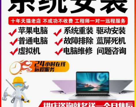 远程安装 电脑维修做系统重装win10苹果...