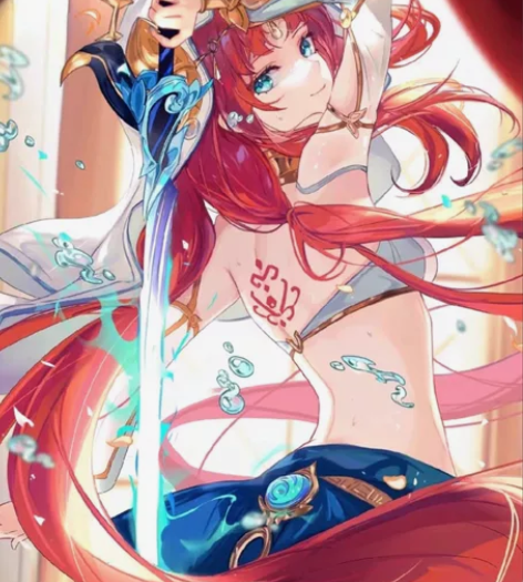 原神游戏cos服 妮露cosplay蓝色服...