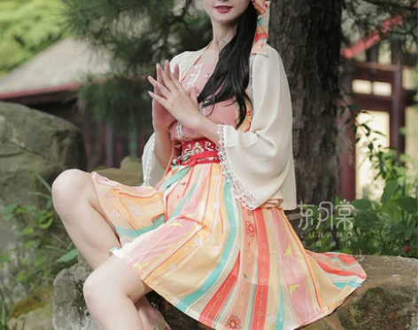 东月棠 小橙汁:宋制汉元素汉服短裙子女夏套...