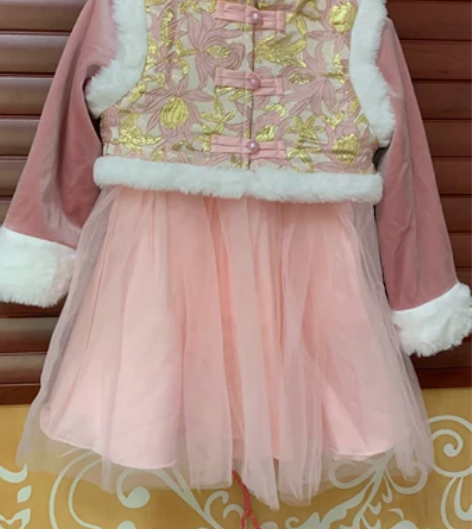 女童唐装汉服拜年服加绒90码 全新有吊牌 ...