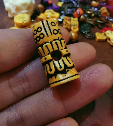 黄料器赛璐璐莲花藏印一顶珠背云侧挂 尺寸宽...