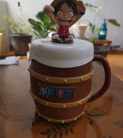 海贼王路飞手办酒桶杯，不锈钢杯，木桶杯子，...