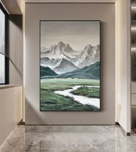 手绘油画森林大幅客厅落地装饰画餐厅竖幅极简...