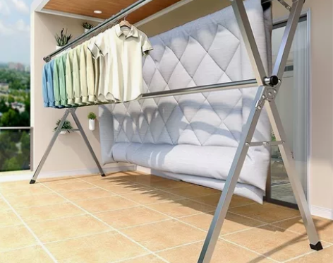 【全新包邮】X型不锈钢晾衣架晾衣杆落地折叠...