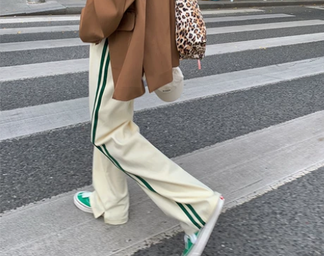 ?A7seven运动裤女秋季白边双杠宽松高...