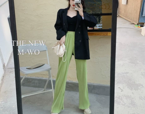 裤子女秋冬新款港味复古丝绒阔腿裤垂感拖地裤...