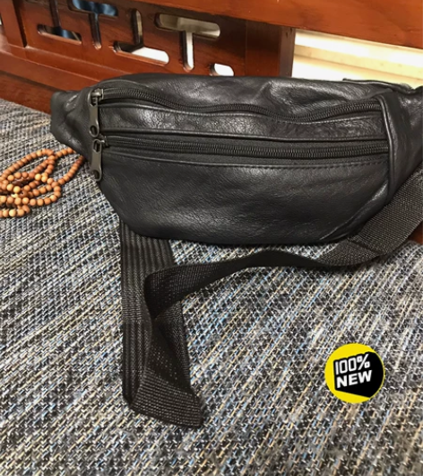 全新腰包男真皮头层牛皮多功能户外斜跨腰包两...