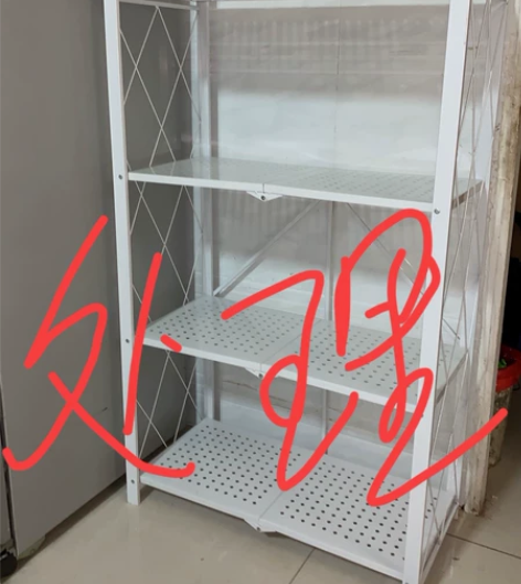 可折叠免安装置物架360度滑轮旋转折叠置物...