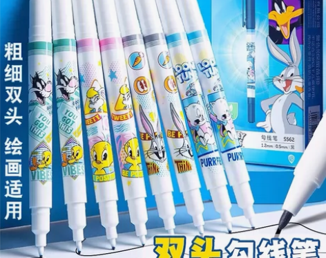 得力双头勾线笔乐一通联名款学生用美术专用水...