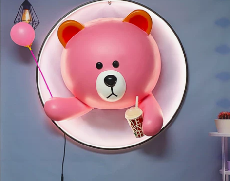 卡通动物布朗熊壁灯客厅沙发背景墙网红潮玩奶...