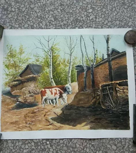 布面风景油画，纯手绘！58×45厘米 感兴...