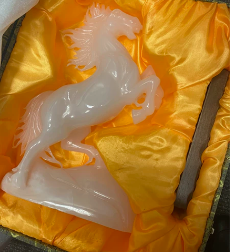 前程如意马摆件全白玉艺术品家居饰品 新年礼...