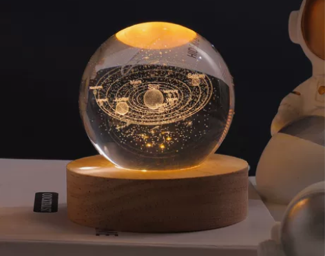 创意ins 发光水晶球摆件太阳银河系小夜灯...