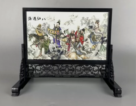 著名景德镇瓷板画插屏特色工艺品中式仿古小屏...