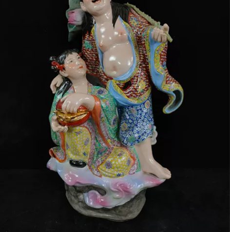 手工粉彩和合二仙瓷雕 感兴趣的话点“我想要...