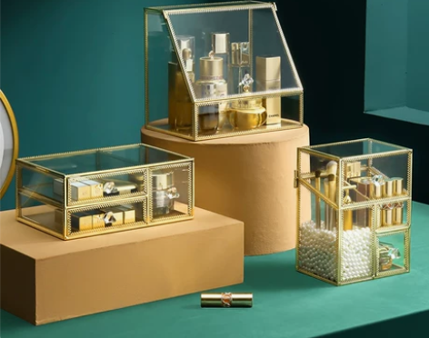 网红化妆品收纳盒口红面膜眼影刷首饰防尘桌面...