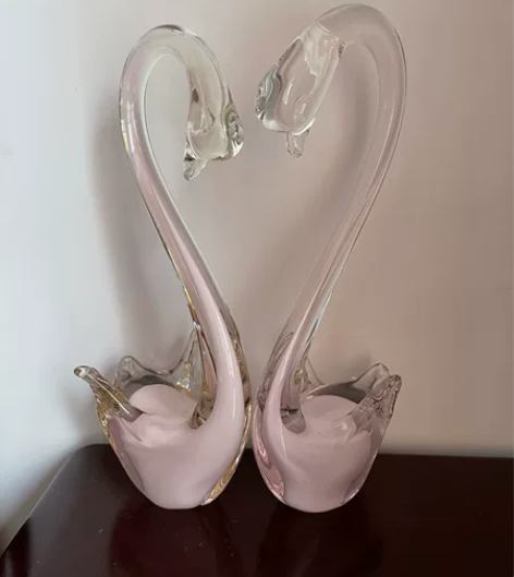 水晶天鹅一对，约30厘米高，成双成对幸福美...