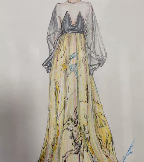 代画服装效果图，彩铅，水彩，马克都可以，根...