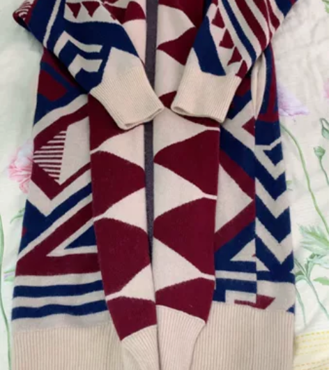 高端定制款几何图形水貂绒长款外套羊绒大衣毛...