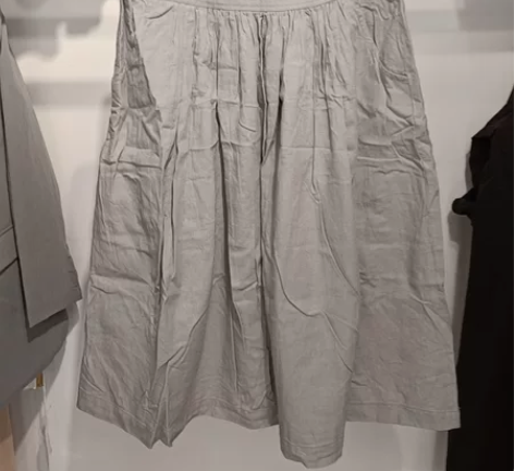 春秋季大码女式亚麻大摆半身裙，灰色亚麻面料...