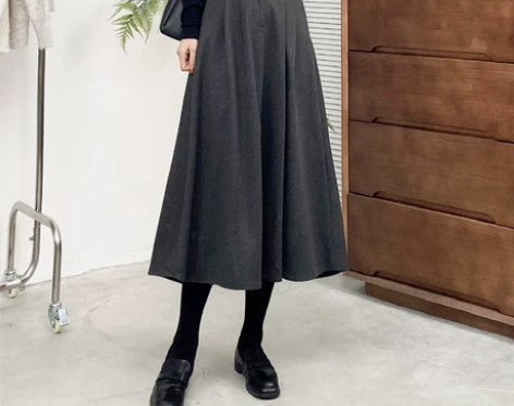 复古毛呢伞裙半身裙秋冬2023新款女大摆中...