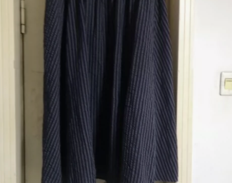 日单尾货 条纹 泡泡纱 半裙 文艺休闲大摆...