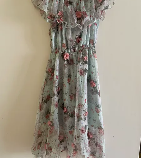 UGOCCAM UGO气质飘逸通勤印花荷叶...