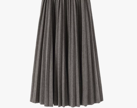 EKOOL毛呢百褶裙半身裙女中长款秋冬高腰...