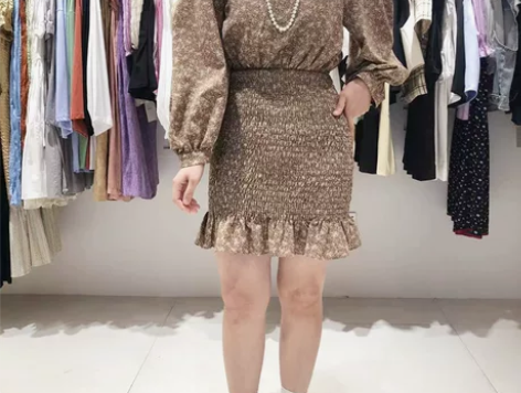 韩国碎花鱼尾短裙女连衣裙2022春夏季新款...