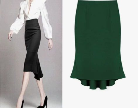 新款包臀鱼尾裙荷叶边修身半身裙 感兴趣的话...