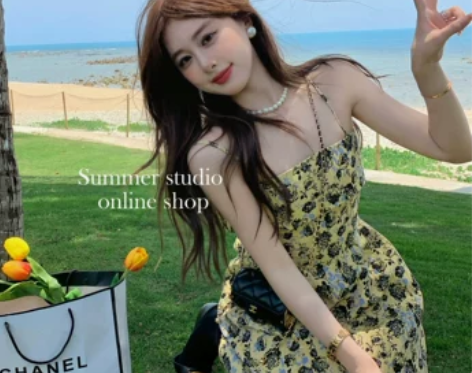 夏天家法式复古碎花背心吊带夏季高级感提花连...