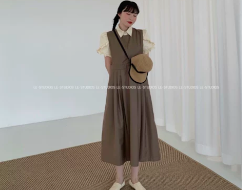 ?iam静芝芝芝 日系女宽松背带裙春季长款...