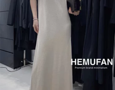 HEMUFAN赫木梵半高领曲珠针织连衣裙法...