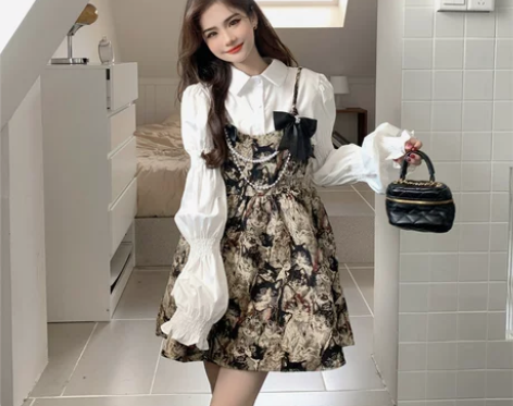 蓬蓬公主连衣裙2023早春新款胖MM港风轻...