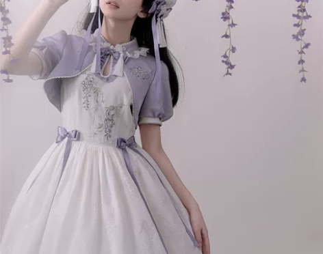 玻璃纸之夜家紫藤幻梦 白色飞袖jsk+小外...