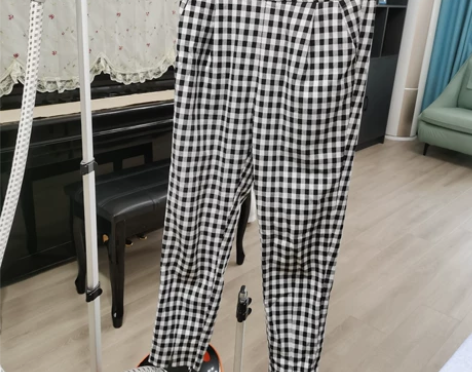 哈伦裤女春季直筒小脚裤显瘦九分裤黑白格子休...