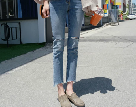 破洞牛仔裤女春秋2018新款韩版显瘦ins...