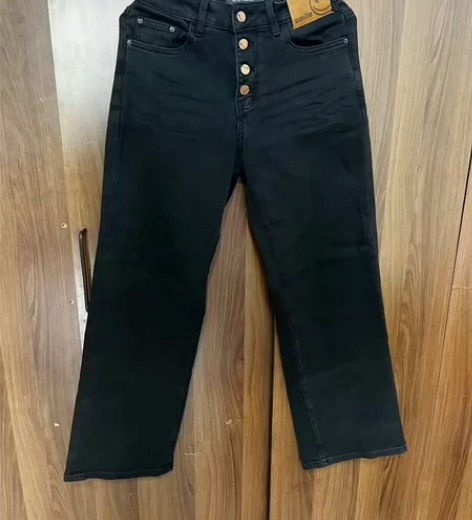 女裤S码 直筒休闲牛仔裤阔腿裤弹力好腰围二...