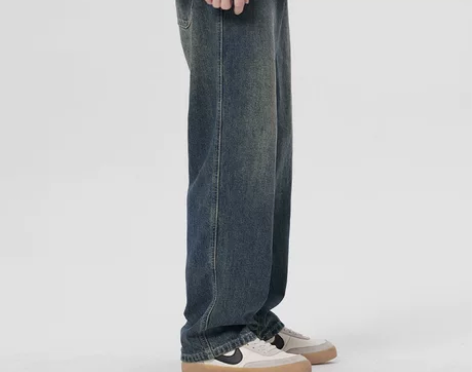 春夏季美式复古潮牌宽松牛仔裤男女款水洗做旧...