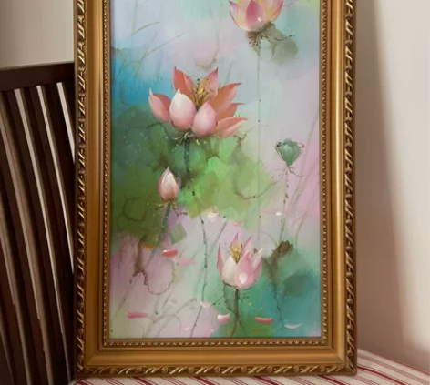 装饰油画《出水芙蓉》，全新，尺寸：68cm...