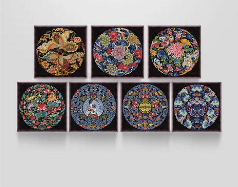 ks十字绣正品专卖店新款客厅中国风多联画古...