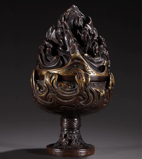 铜胎鎏金博山香炉 尺寸：高21宽12.5内...