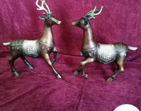 铸铜梅花鹿一对儿，福禄寿喜，生财有鹿，中国...