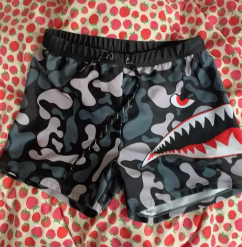 男士泳鲨鱼泳裤短裤3XL码 适合175/9...