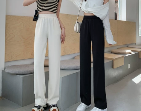 冰丝西装阔腿裤女夏季薄款高腰垂坠感雪纺凉凉...