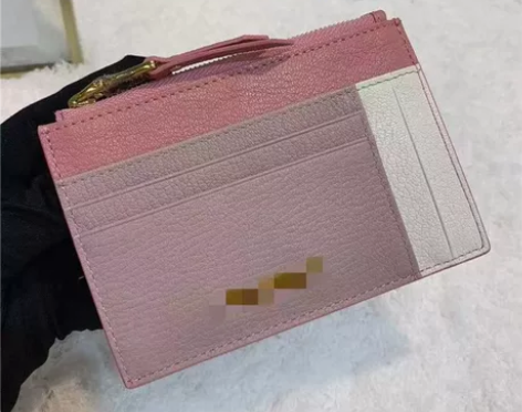 缪家Lady+MIU女士山羊皮拼色拉链款零...