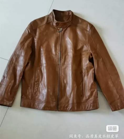 ???品牌啄木鸟真皮蜡染无涂层绵羊皮皮衣夹...